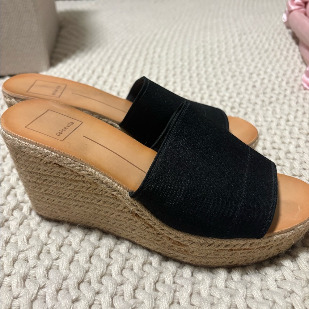 Dolce Vita Pim Black Espadrille Wedges